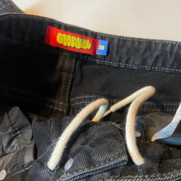 Empyre Men 28 Straight Leg Jeans Black Drawstring Waist Skate Y2K Style Retro - Picture 4 of 11